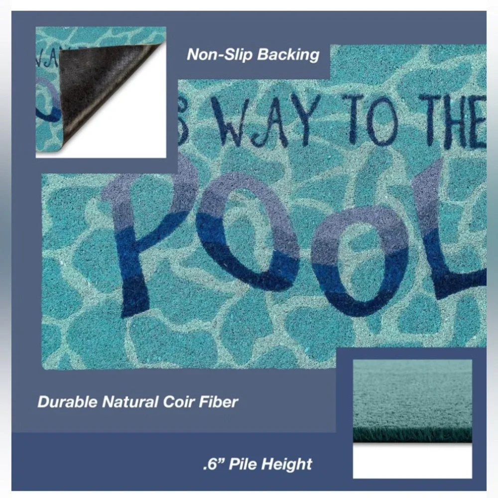 Liora Manne Blue Bella Coastal This Way to the Pool Indoor/Outdoor Area Rug
